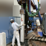 地盤改良の施工中写真