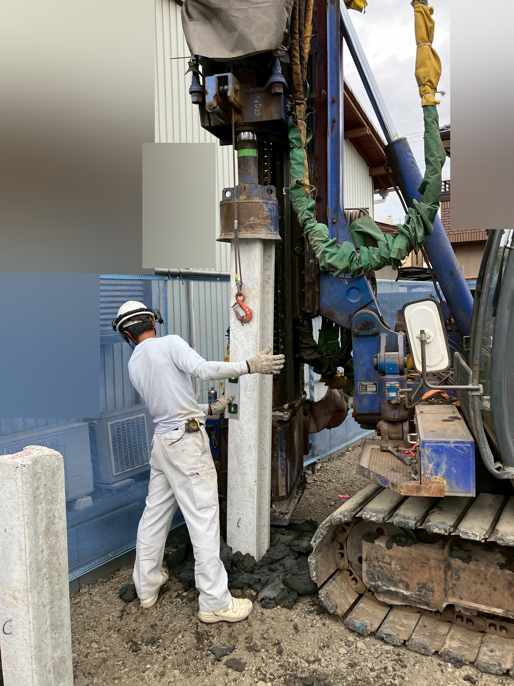 地盤改良の施工中写真