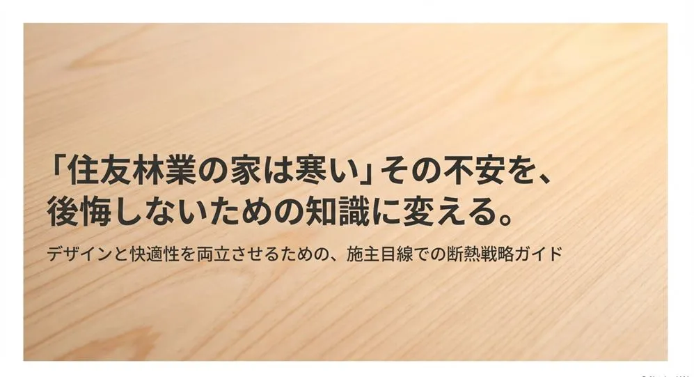 「住友林業の家は寒い」という不安を、後悔しないための知識に変えるための施主目線での断熱戦略ガイドの表紙画像