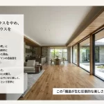 元店舗経営者の施主が、ヘーベルハウスの構造的制約（デザインの限界）を理由に見送り、積水ハウスの「柱のない30畳超のLDK」と「ノイズのない空間」に感銘を受けて契約に至った経緯を記したテキストスライド