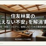 住友林業の家づくりで後悔しないための「音・防犯・シロアリ」対策を施主目線で解説するスライド資料の表紙
