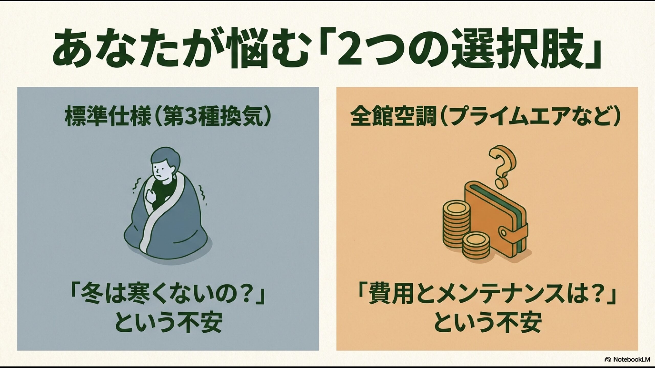 住友林業で家を建てる際に悩む標準仕様(第3種換気)と全館空調の費用と快適性の比較
