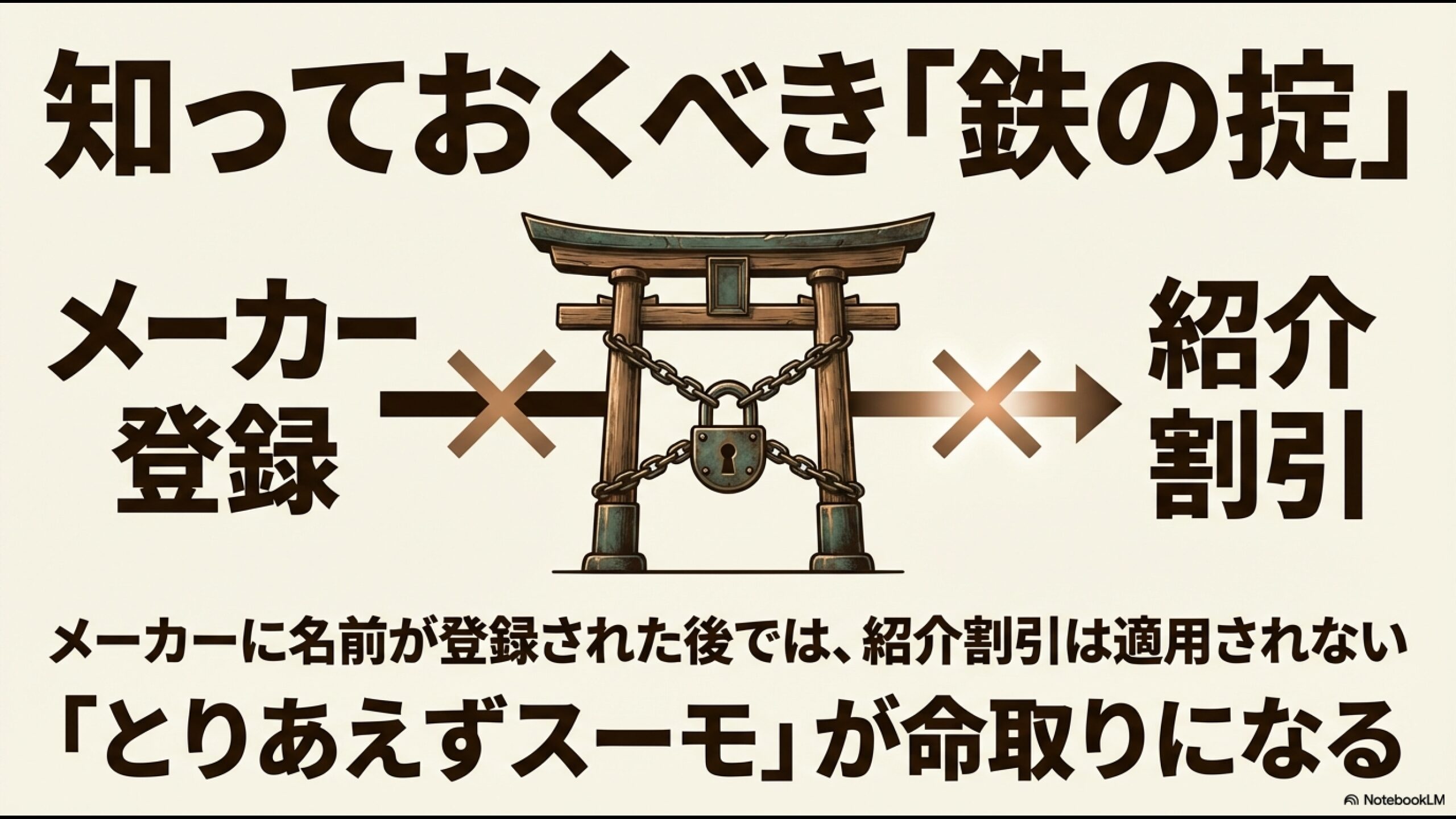 メーカーに名前が登録された後では紹介割引は適用されないという「鉄の掟」の解説