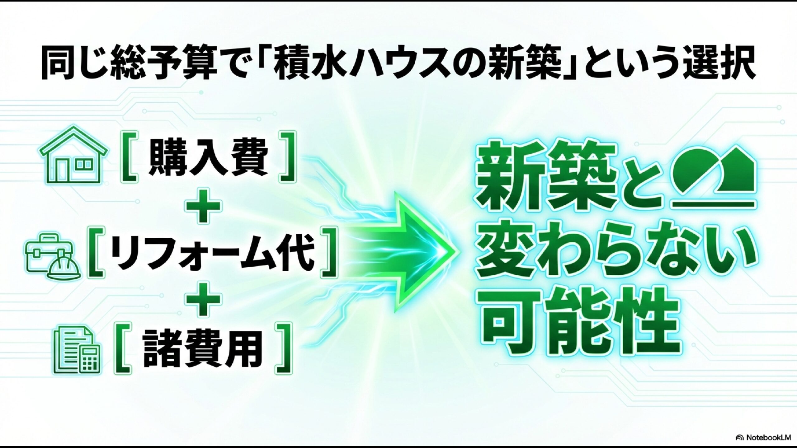 中古物件購入費とリフォーム代と諸費用を合計すると新築と変わらない可能性