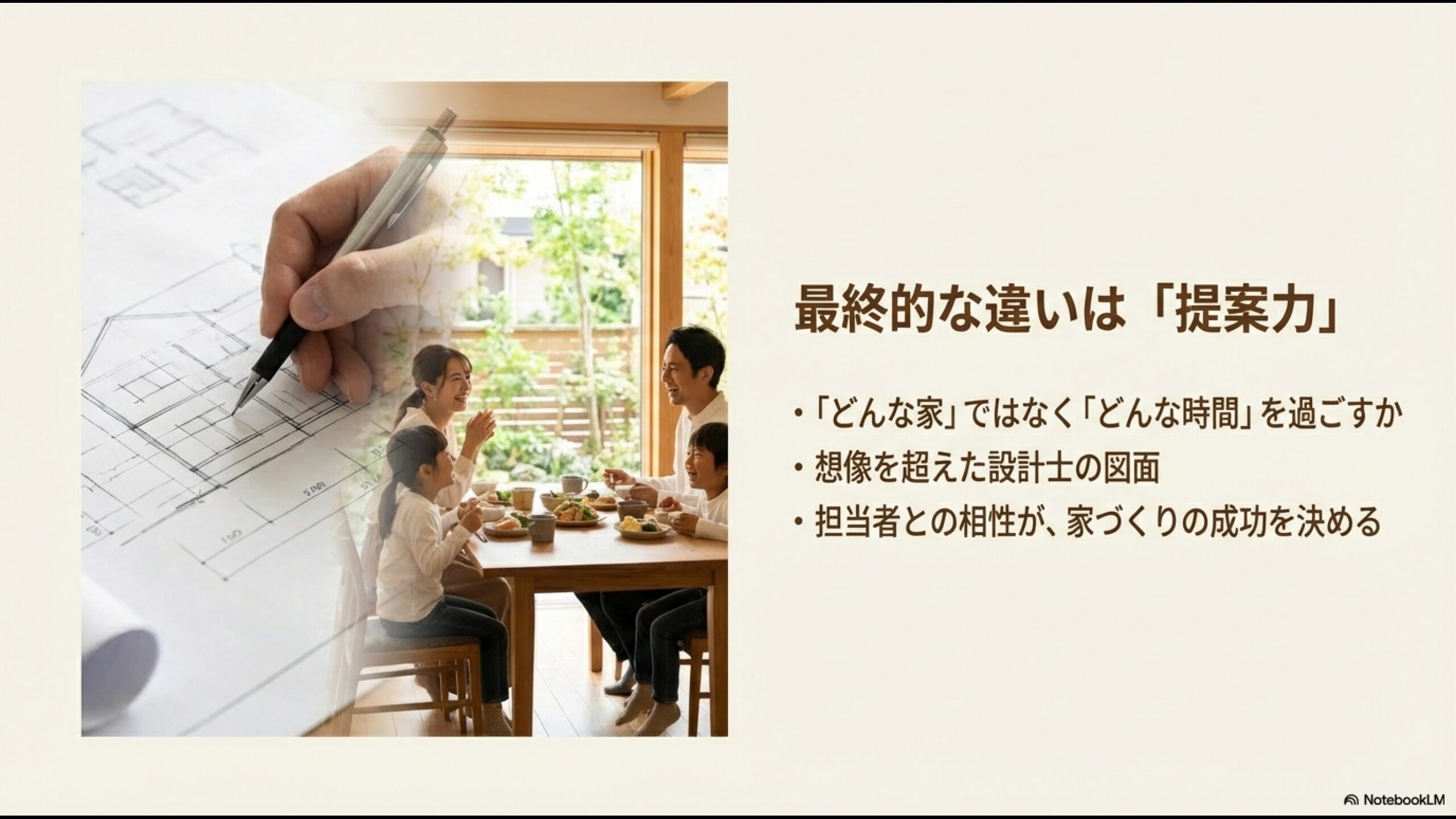 最終的な決め手となった提案力。想像を超えた設計図面と、そこで過ごす豊かな時間を描いたイメージ