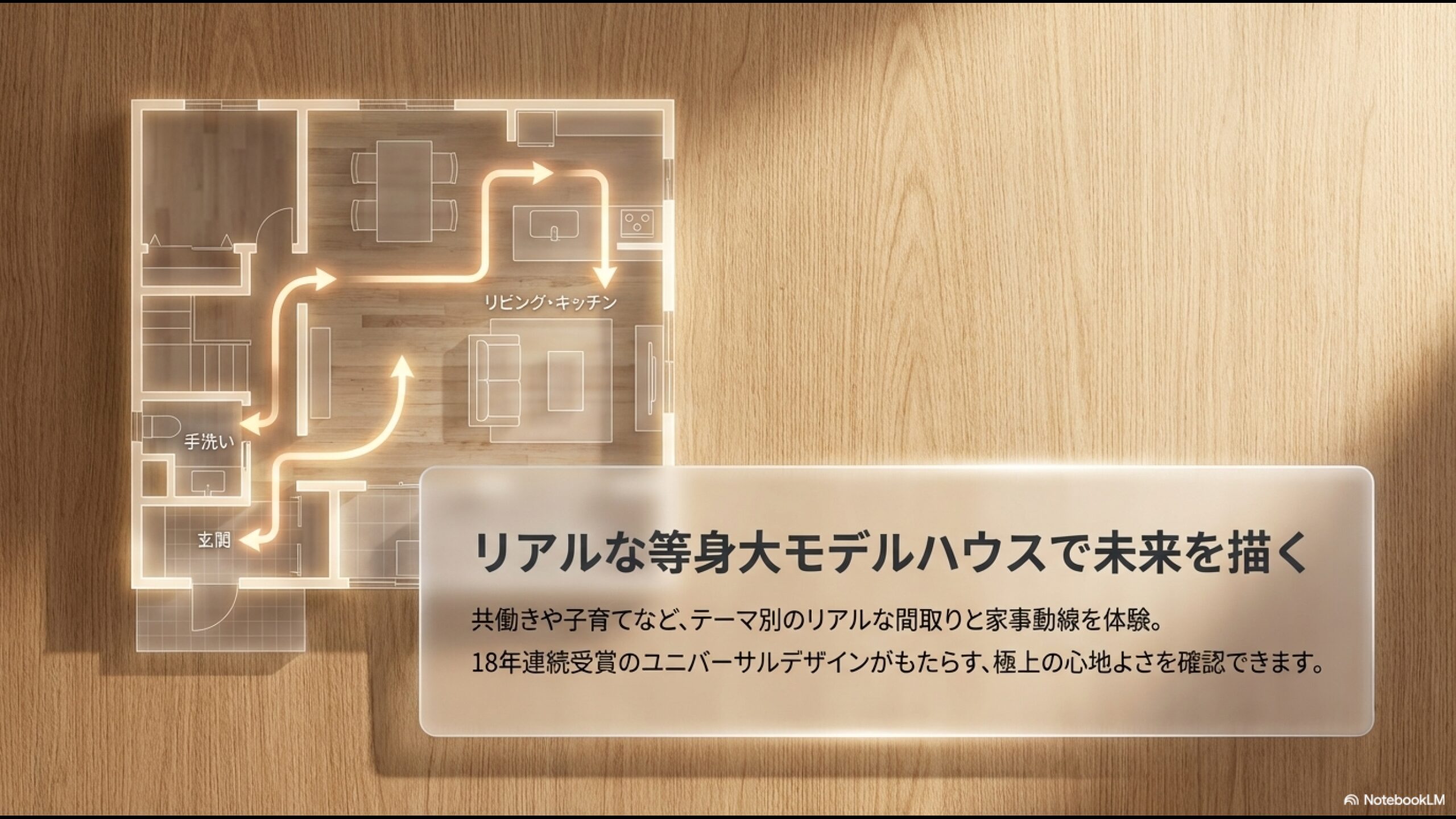 共働きや子育てなど、テーマ別のリアルな間取りと家事動線を体験できる等身大モデルハウス