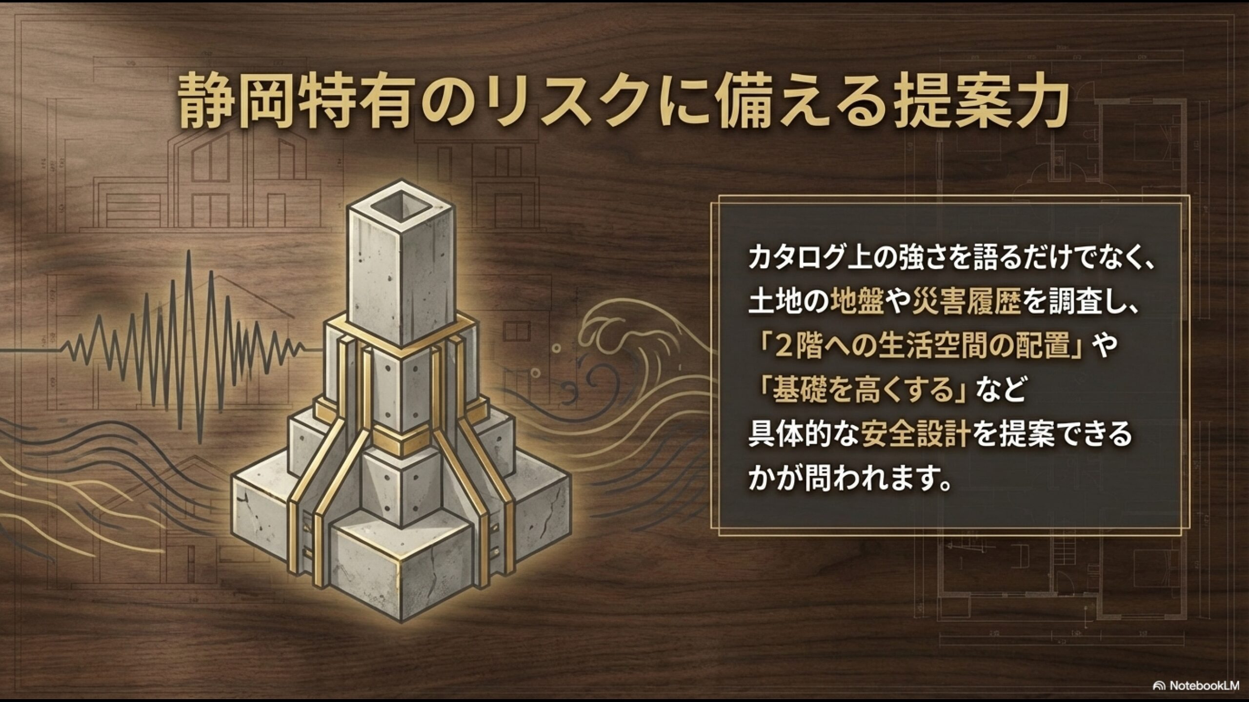 地震や津波など地域特有のリスクに備えるための強固な基礎と安全設計の提案力
