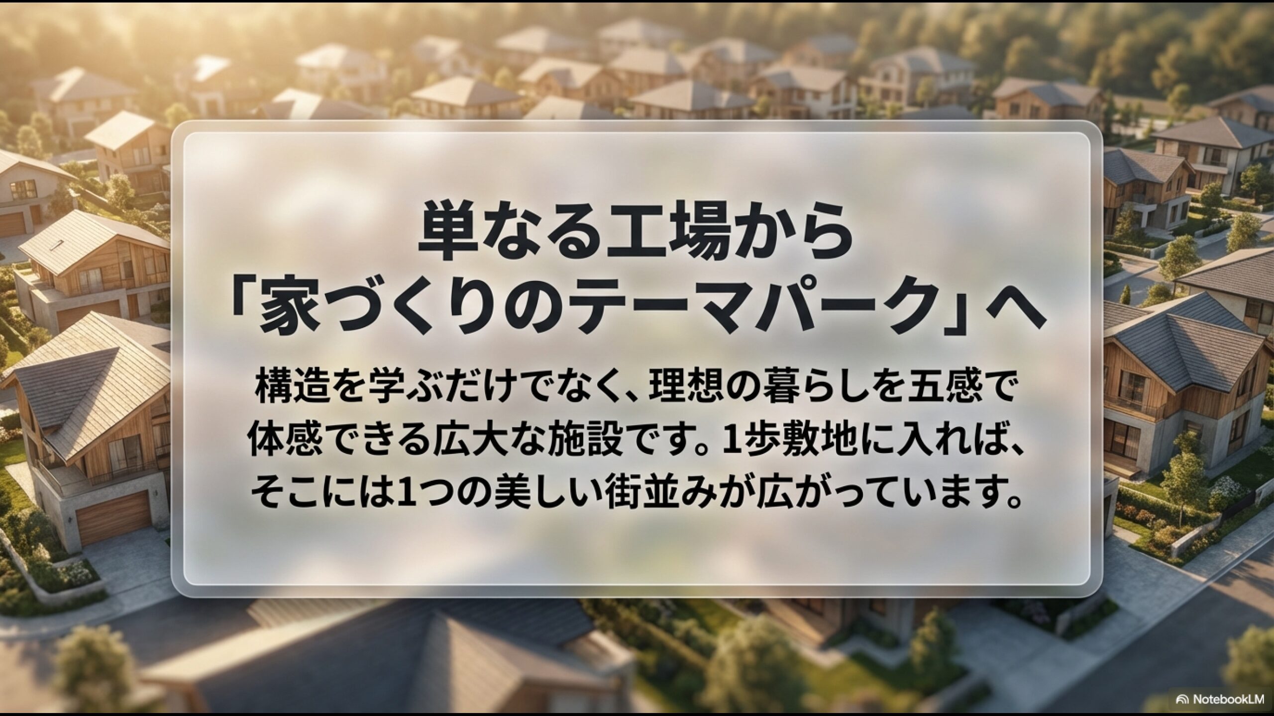 単なる工場から、理想の暮らしを五感で体感できる家づくりのテーマパークへと進化したTLMの解説